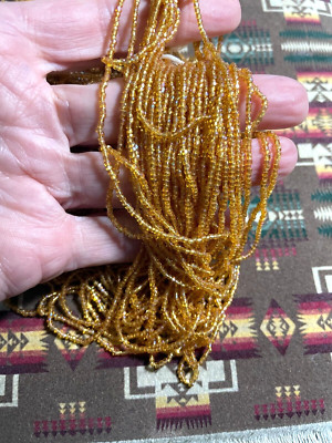 12/0 Transparent Rainbow Topaz Czech Glass Seed Bead, 3 Cut