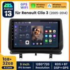 Android 13 Apple Carplay Car Stereo Radio GPS NAVI For Renault Clio 3 2006-2012