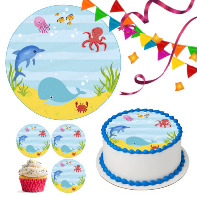 Meerestier Tortenaufleger Party Deko essbar Geburtstag Geschenk Feier Wal