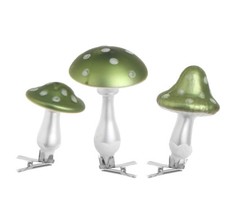 RAZ Glass Mushroom Clip Ornaments-Choice of Sm, Med Or Lg-Christmas Or Spring