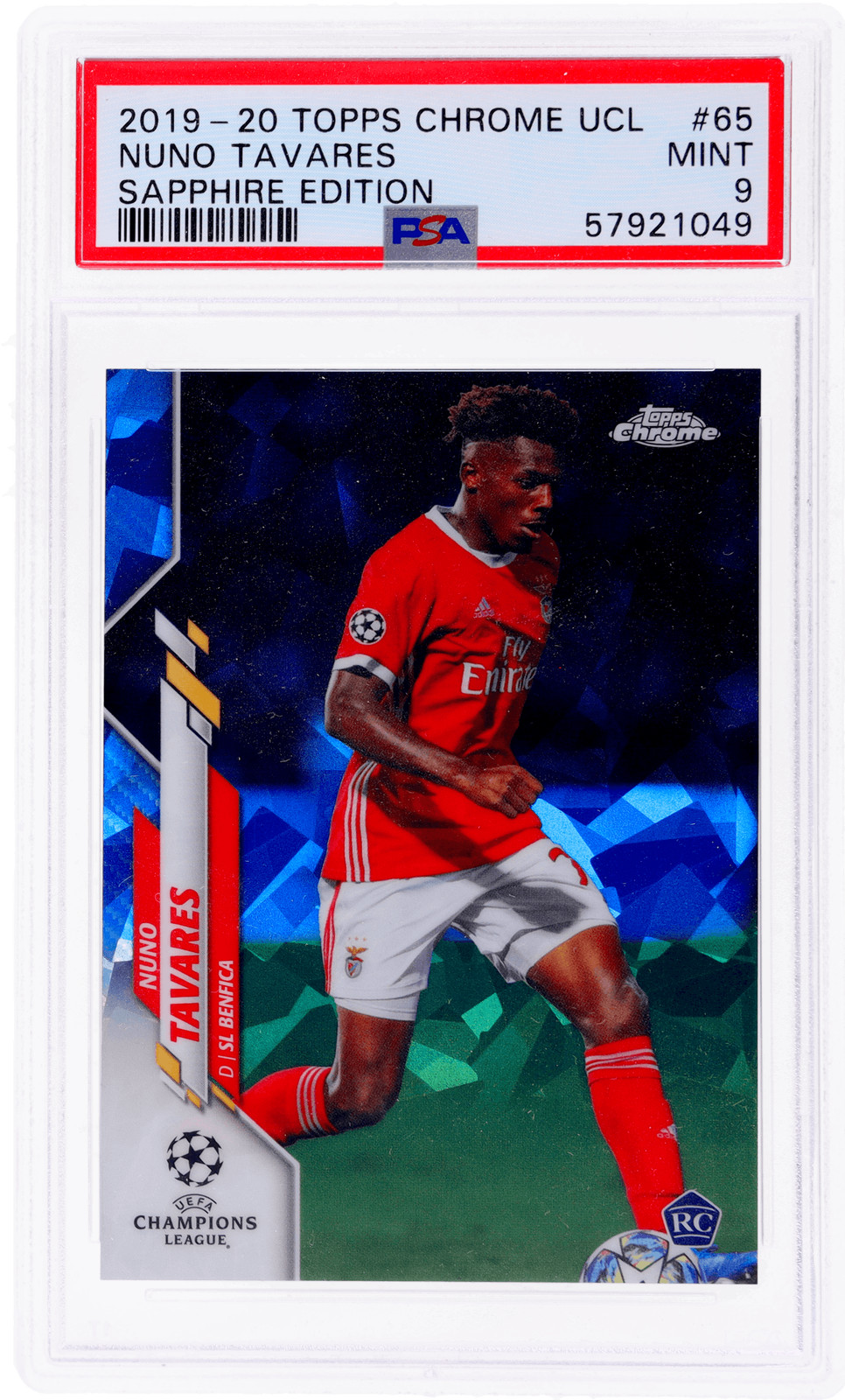 2019 Topps Chrome Sapphire UEFA Champions League Nuno Tavares #65 PSA 9