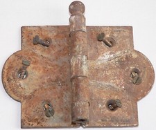 hinge set, door 1/8-in-thick steel, decorative design, 3-hole, vintage/nostalgic