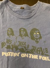Rare Paul Newman Slap Shot Hanson Bros ‘Puttin’ On The Foil’ Movie Promo Shirt