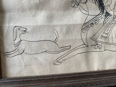 Vintage Indian Miniature Painting Of Mughal King Rider Painting