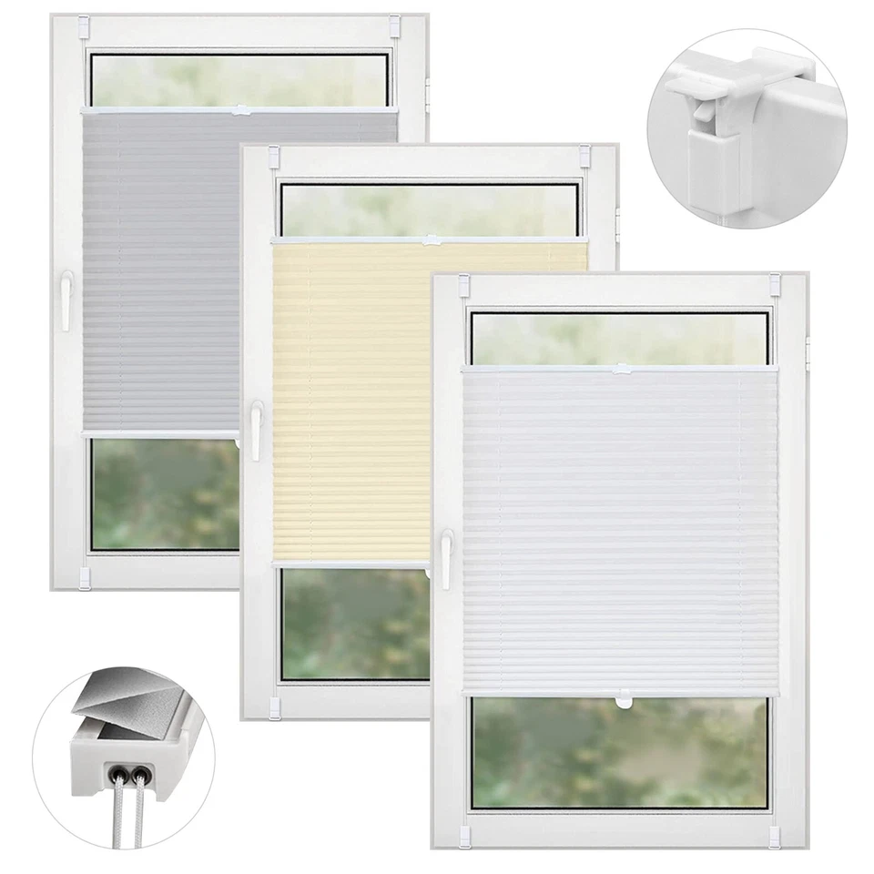 IOMANGIO® Tenda pieghevole plissettata senza foratura Easy Fix morsetto opaca tesa finestra avvolgibile