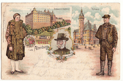AK Litho Gruss aus Altenburg S.-A. Schloss Rathaus Herzog Ernst D267