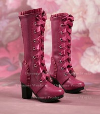 1/4MSD 1/3SD BJD Shoes Boots Thick Heel Lace + Ribbon Shoelace Pink/Red/Gray