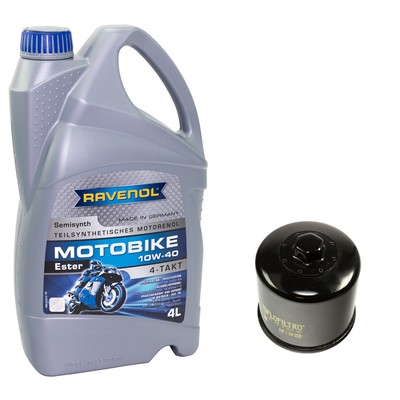 Motoröl Set 10W40 4 Liter + Ölfilter KN138 Für Kawasaki Suzuki Cagiva U.a. - Teilsynthetisch