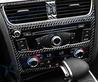 Center Console Air Condition CD Real Carbon Fiber Cover For Audi Q5 2009-2017
