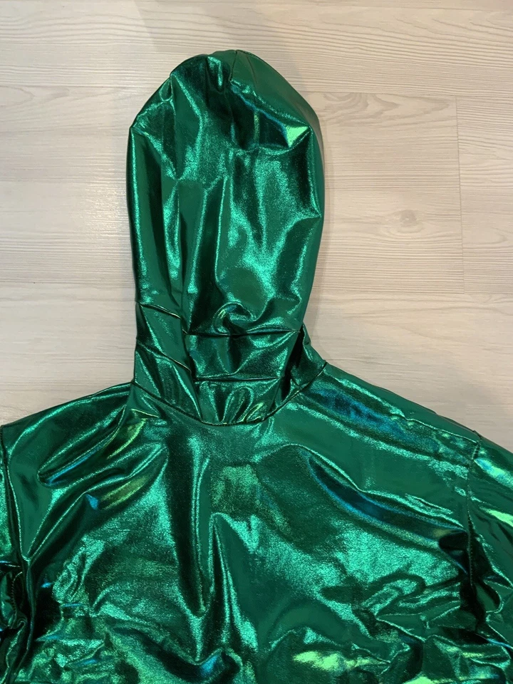 Colorido Metálico Látex Sexy Unisex Disfraz Mono Cremallera Cabeza Completa Foto 4 de 4