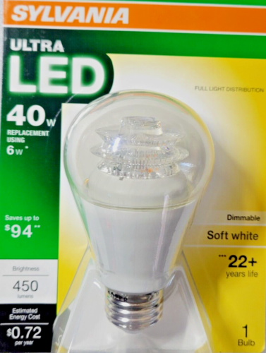 Sylvania: Ultra LED 40w  Dimmable Soft White 450 Lumens A19 - Picture 1 of 4