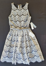 Eliza J. Overlay Midi Dress Fit&Flare Lace Sleeveless New Sz 4