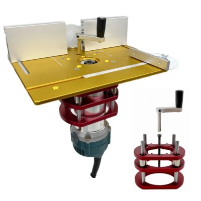 Router Table Lifting System – 4-Jaw Clamp For 64-66mm Router Motors, 51mm Lift Height, Aluminum Base