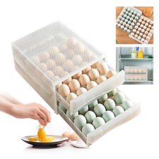 60 Eier Doppelte Eierschublade Eierbox Eierbehälter Aufbewahrungsbox Kühlschrank