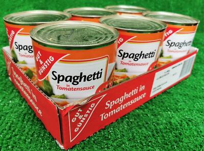 (4,06 /kg) 6x Gut & Günstig SPAGHETTI IN TOMATENSAUCE Nudeln Tomate 800g Vers.0 