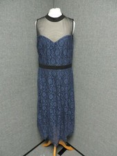 Asos Lace And Mesh Midi Dress Navy/Black UK 14 LN021 GG 18