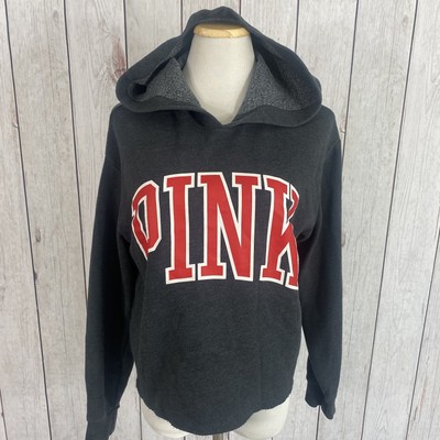 PINK Victoria Secret Size M Womens Gray Cropped Sweatshirt Hoodie