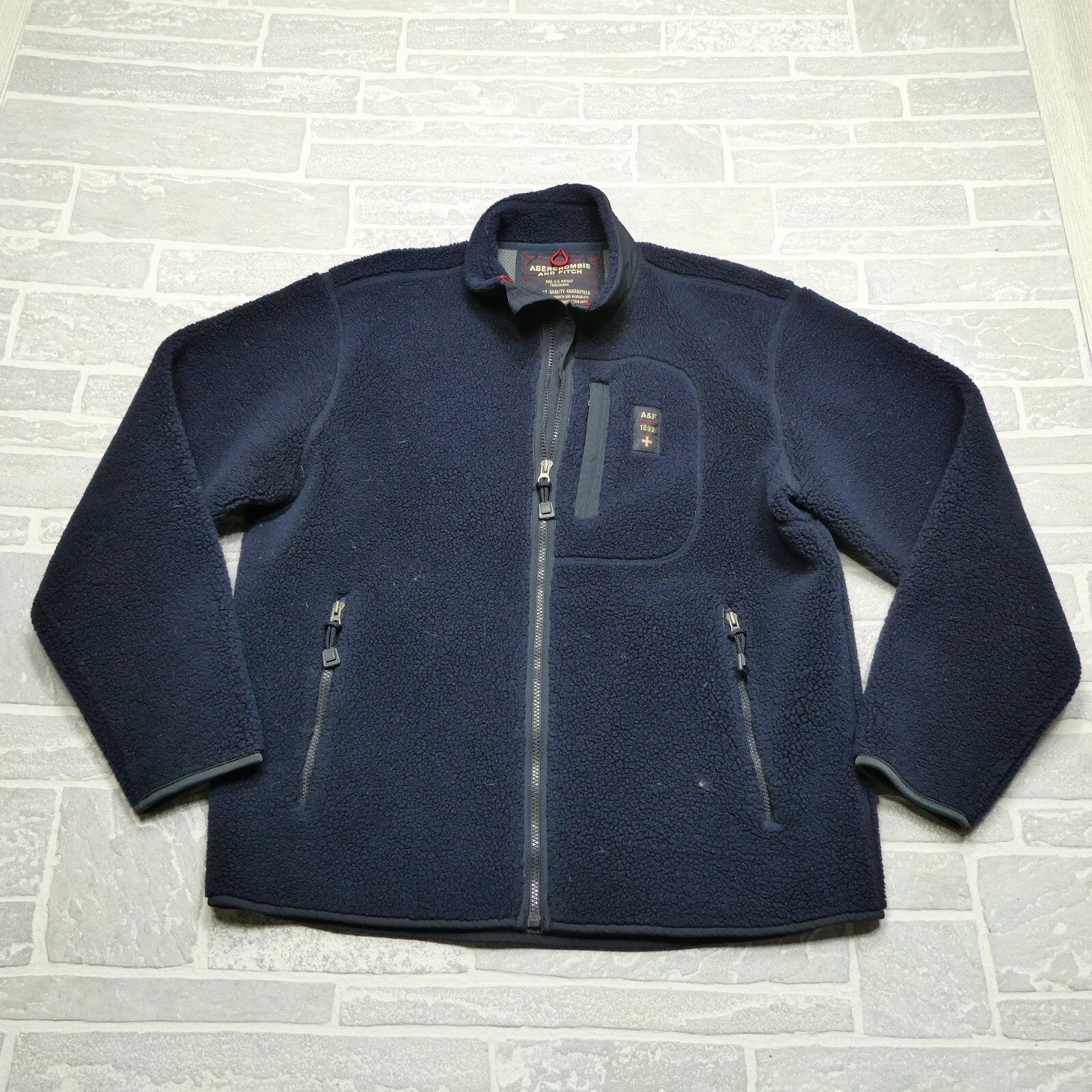 VINTAGE Abercrombie & Fitch Jacket Adult Large Blue Sherpa Fleece Weatherproof
