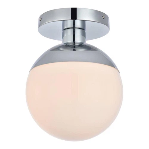 Living District Eclipse 1-Light Metal Flush Mount in Chrome/Frosted White - Picture 1 of 5