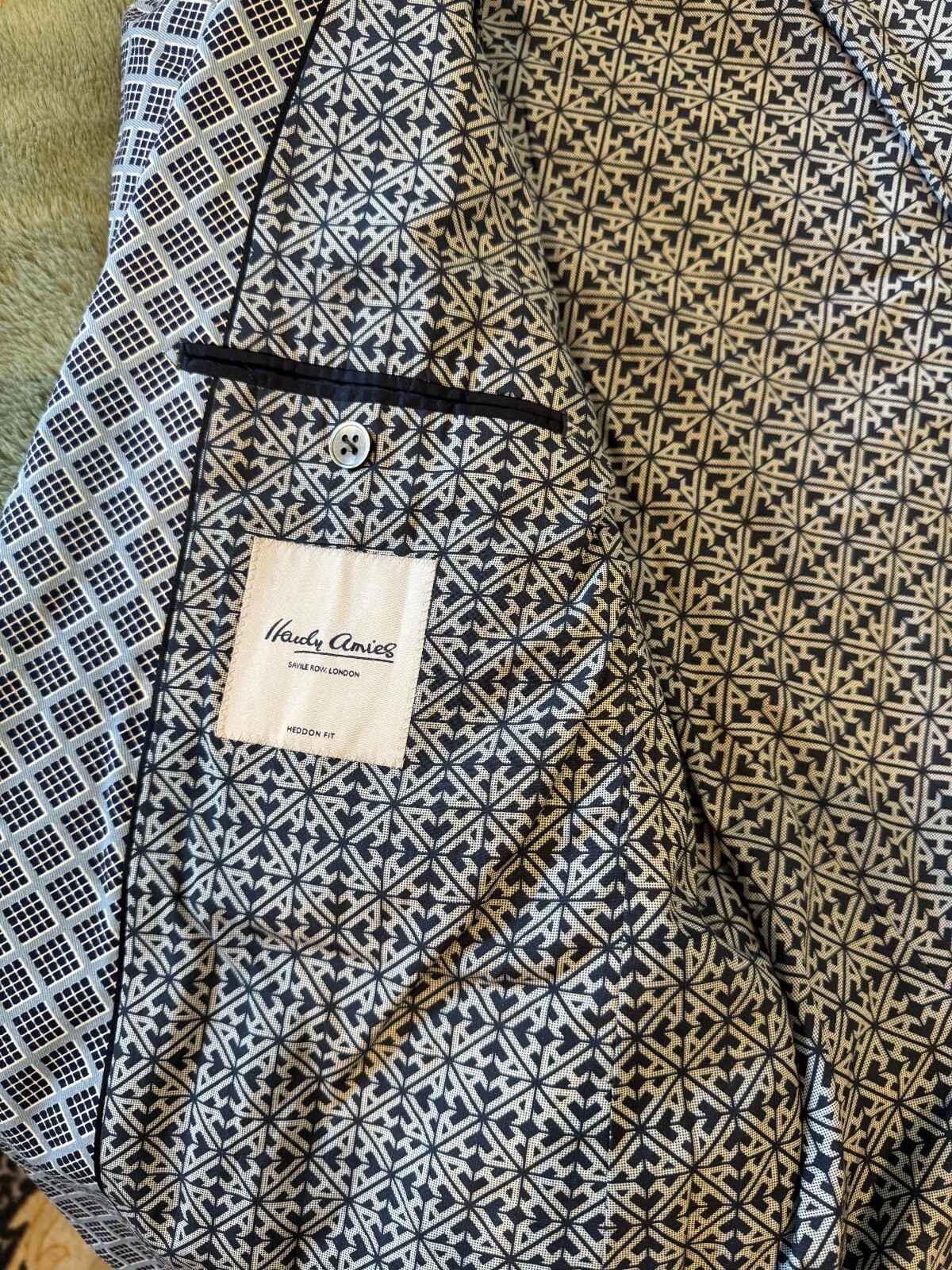 FILA Giacca estiva Hardy Amies assolutamente splendida Dapper Savile Row Diamond Cheque