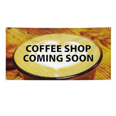 Vinyl Banner Multiple Options Coffee Shop Coming Soon Advertising Printing