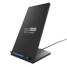 TechMatte Fast Wireless Charging Stand/Dock for Qi-Enabled Devices Black 