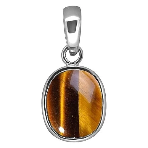 Natural Tiger's Eye Stone Ashtadhatu Pendant 16.25 Ratti 15.00 Carat Lab Certifi - Picture 3 of 3