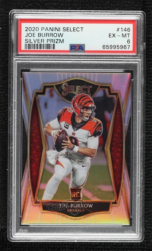 2020 Panini Select Premier Level Silver Prizm Joe Burrow PSA 6 Rookie RC 7qt