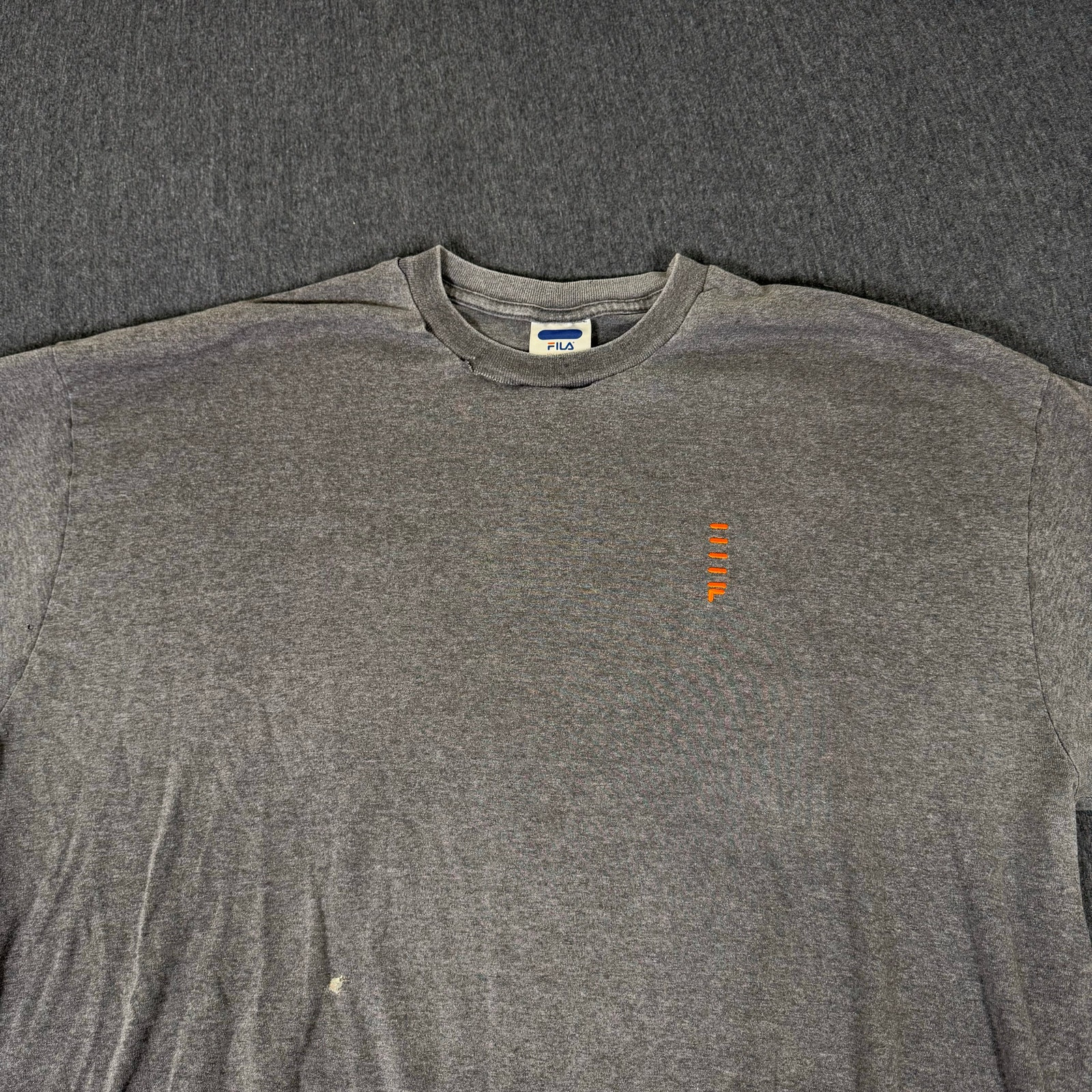 T shirt vintage FILA Active Wear Y2K logo laterale anteriore grigio taglia 2XL