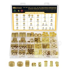 255PCS Brass Compression Sleeves Ferrules Inserts Nuts Fittings for Tube OD 1...