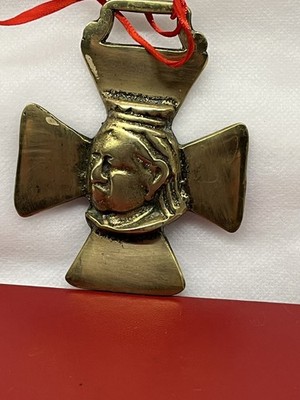 Vintage massiver Messing Christbaumschmuck Queen Victoria Weihnachtsdeko