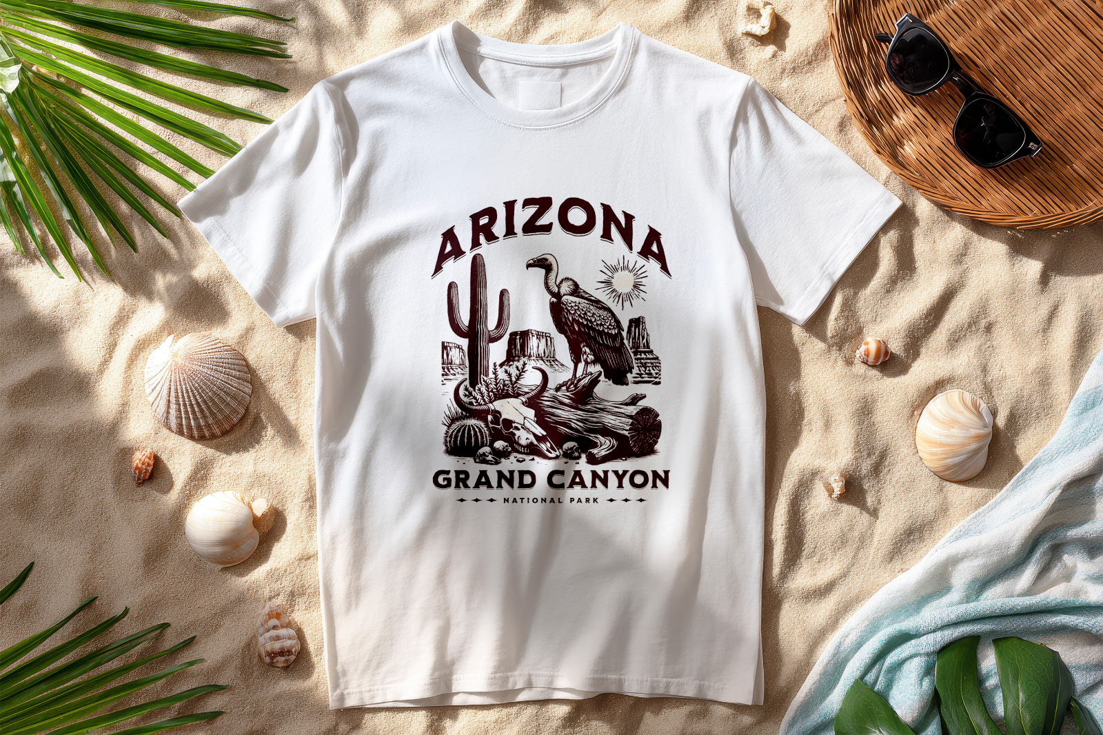 Arizona Grand Canyon Vintage Graphic T-Shirt Desert Southwest Cactus Vulture