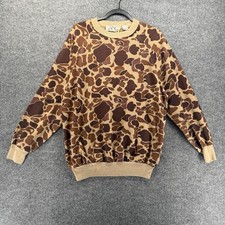 Vintage Duck Bay Sweater Mens XL Brown Camo C...