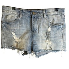 Boom Boom Jeans Distressed Denim Shorts Size 7 Juniors Light Wash