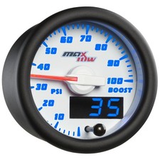 Maxtow 100 Psi Diesel Boost Gauge Kit W Sensor White Dial Blue Led 52mm Maxtow 100 Psi Diesel Boost Gauge Kit W Sensor White Dial Blue Led 52mm