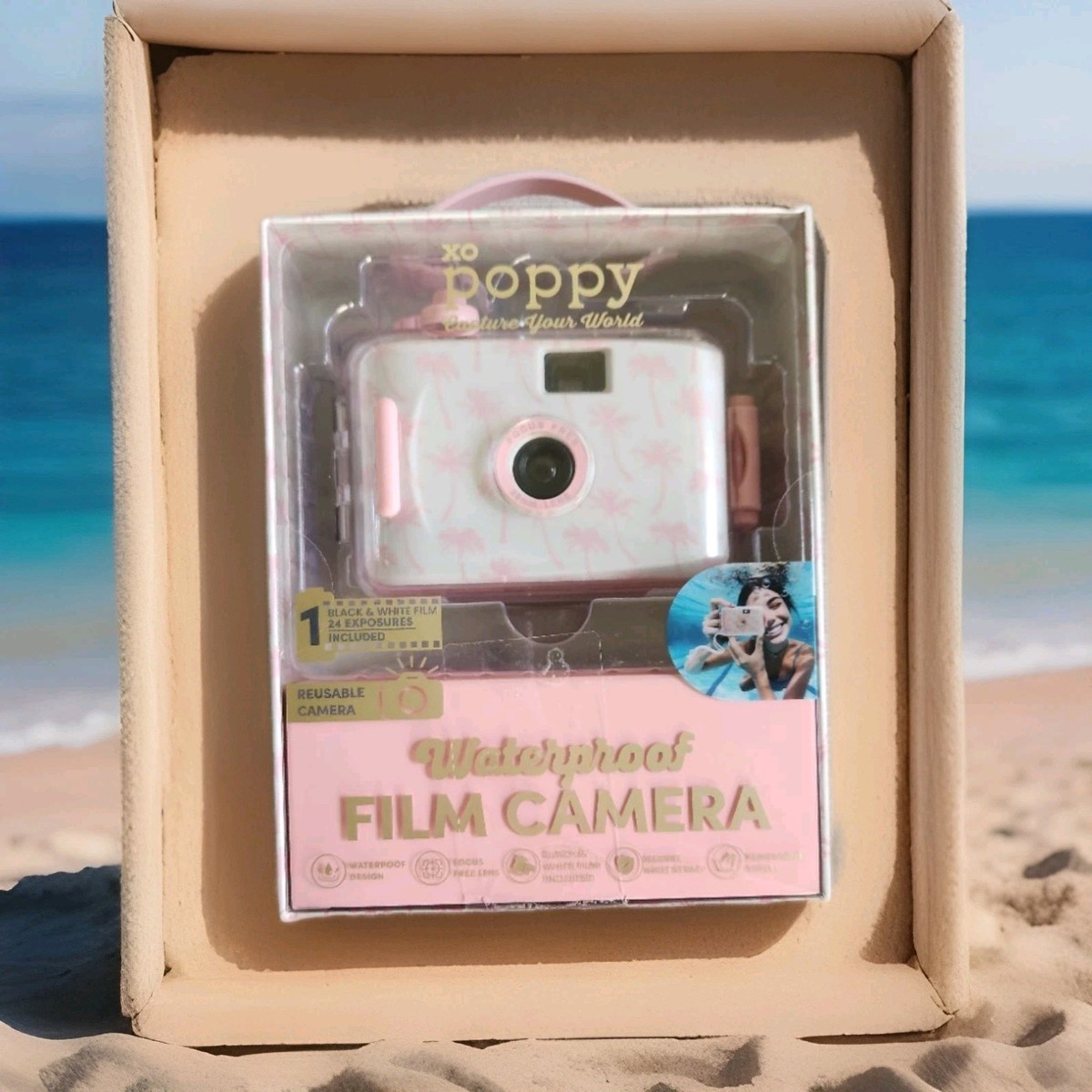 NIB! XO Poppy Waterproof Film Reusable Camera Pink Palm Design | eBay