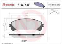 Vorderachse Brembo P 83 145 Bremsbelagsatz, Scheibenbremse FüR Daihatsu,Lexus,To