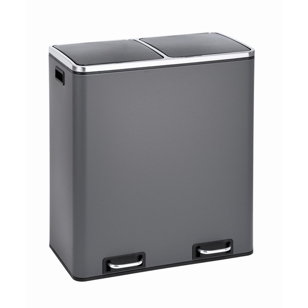 Svita TM2X30 Treteimer 60 Liter Abfalleimer MüLleimer Design MüLltrennung Grau-image