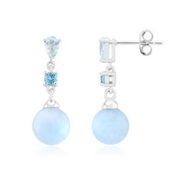 Cavill Ohrringe 925 Sterlingsilber Rhodiniert Azurblauer Quarz 7,88Ct Blau