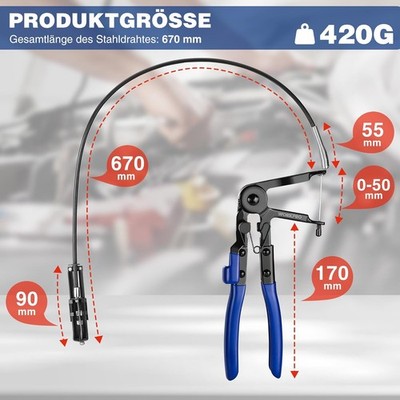 WORKPRO Langarm-Schlauchklemmenzange，reparieren Kraftstoff,ÖlundKühlerleitungen