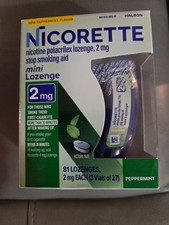  Nicorette 2mg Stop Smoking Aid Mini Lozenge -81 Lozenges, 2 mg- PEPPERMINT