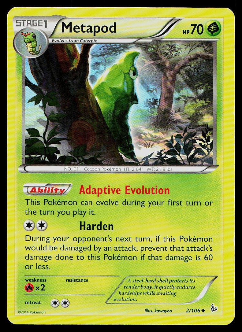 Pokemon Card Flashfire Metapod 2/106 Uncommon