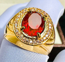 Natural Red Garnet Gemstone With 925 Sterling Silver Ring for Men's Stylish Ring