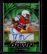 2025 Leaf Football Nation #NA-TJH TJ Harden A New Dawn Auto Lava Green 3/5