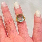 Stunning Blue Emerald Cut Moissanite Ring 18K Gold Plated Statement Ring Size 7 — photo 6