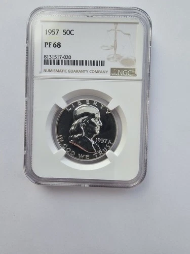 SILVER 1957 P PF68 FRANKLIN HALF DOLLAR GRADED NGC 50C P MINT 90% AG COIN