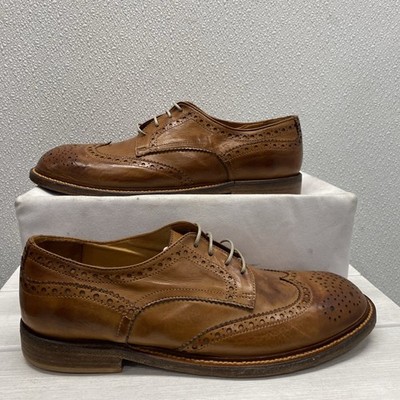 Moma Mens Size US 11 EU 44 Whiskey Brown Leather Lace Up Cap Toe Dress Shoes