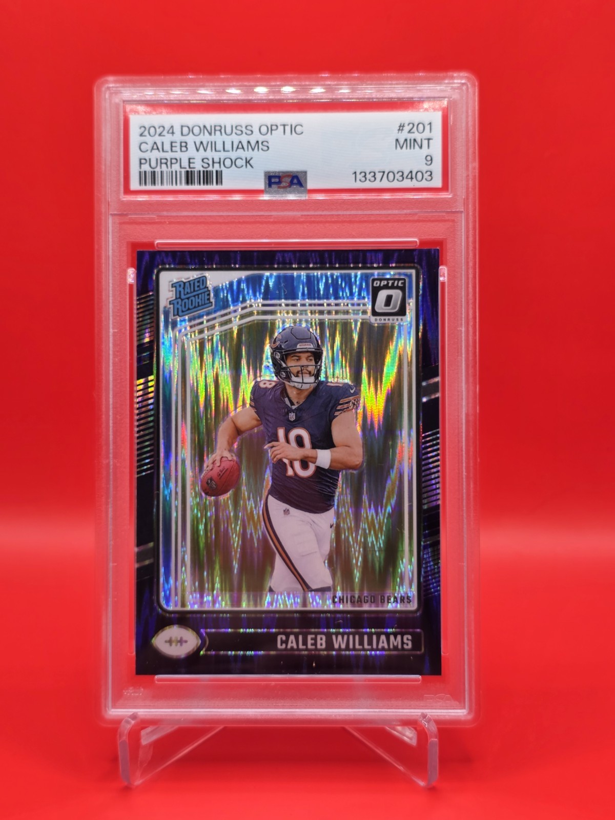 Caleb Williams 2024 Donruss Optic #201 Purple Shock - PSA 9- Chicago Bears