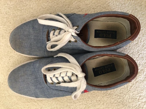 Polo Ralph Lauren Vaughn Sneakers Men's Size 9.5 Blue Chambray Lace Up Low Top