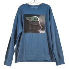 NWT Star Wars Mad Engine Grogu Baby Yoda Sweatshirt Mens Large Blue Mandalorian
